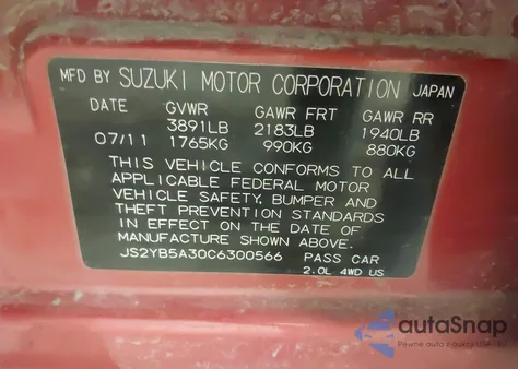 2012 Suzuki Sx4 Premium/Tech Valu Pkg (Nav) from USA, damaged, VIN JS2YB5A30C6300566